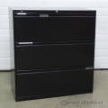 Meridian Black 3 Drawer Lateral File Cabinet, Locking